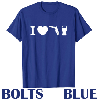 I Love Florida Beer Shirt Tampa Bay Lighntning Bolts Blue